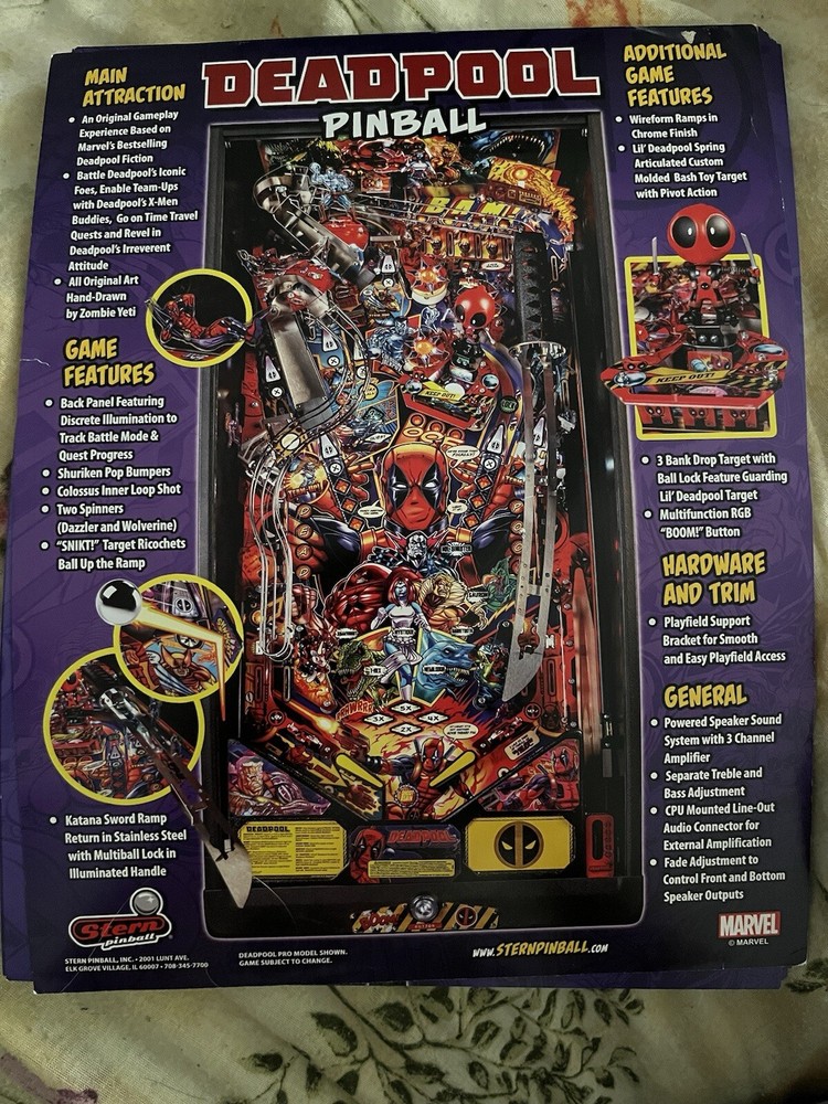 Deadpool Pro Model Stern Pinball Flyer / Ad Mint