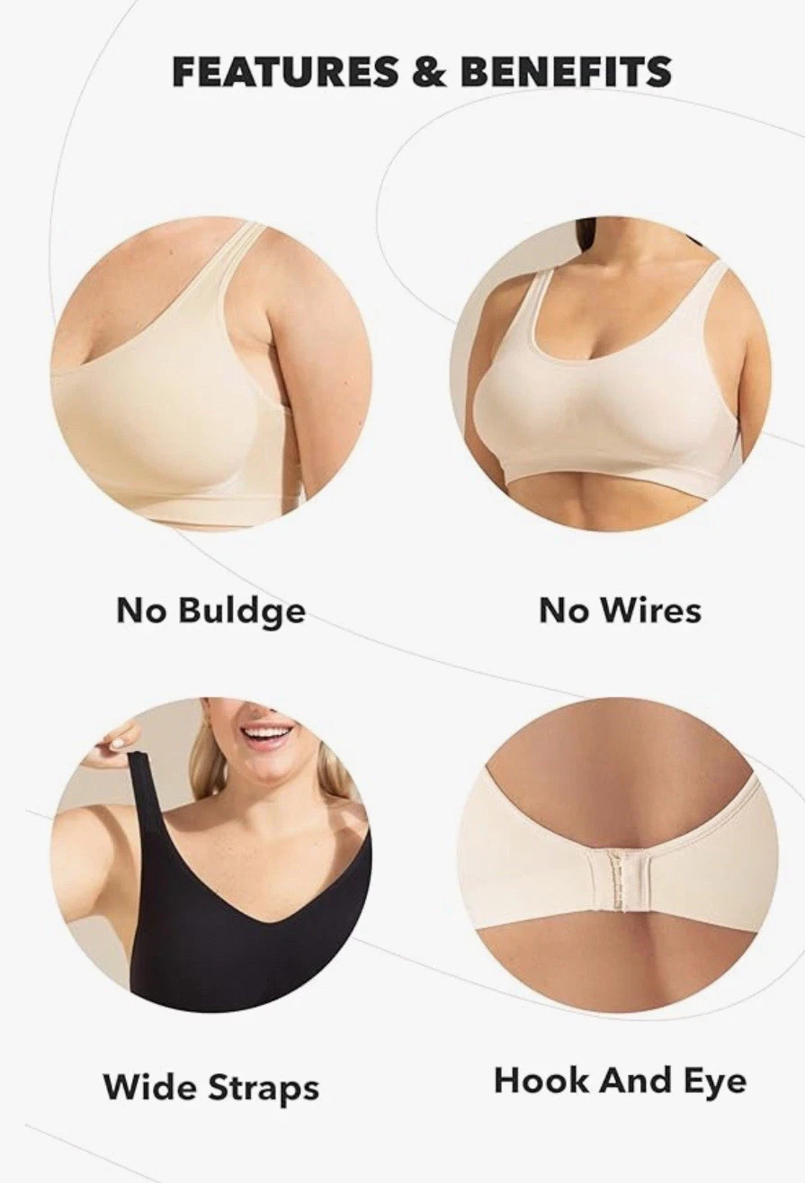 Truekind By Shapermint Women's Daily Comfort Wirefree Shaper Bra 2XL Beige