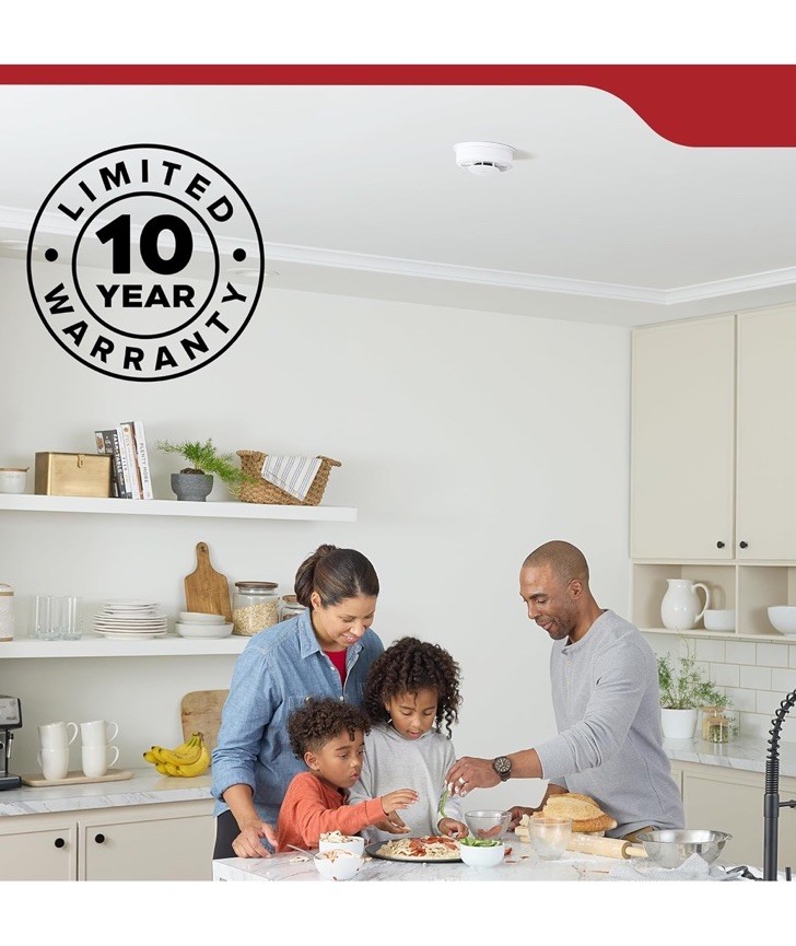 Kidde Smoke Detector, 10-Year Battery Powered, LED Warning Light Indicators