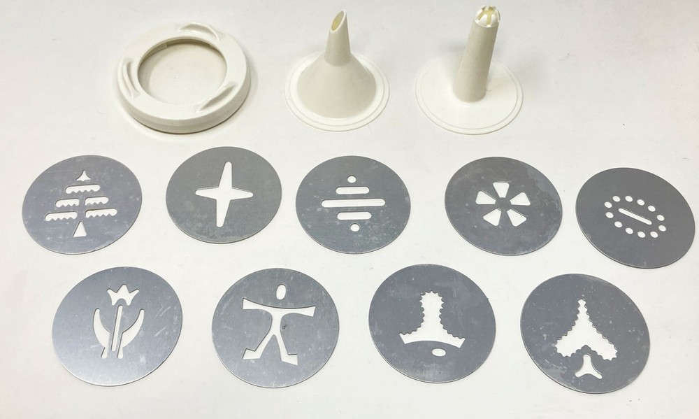 Proctor Silex Super Shooter Plus Cookie Press 2 Tips 5 Discs & Ring Replacement