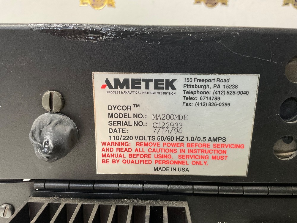 AMETEK Dycor model MA200MDE Quadrupole Gas Analyzer Rack Mount