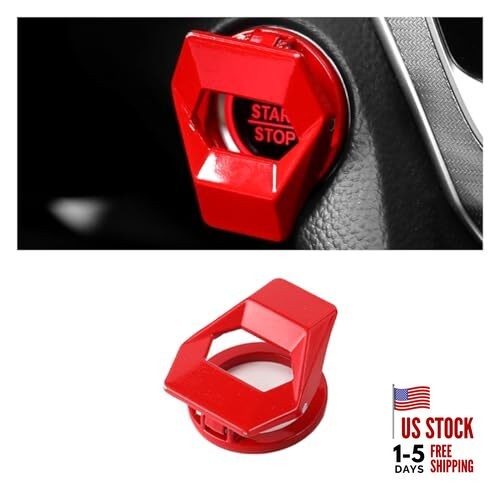 Car Engine Start/Stop Button Cover, Zinc Alloy Car Push Button Start Cover Red