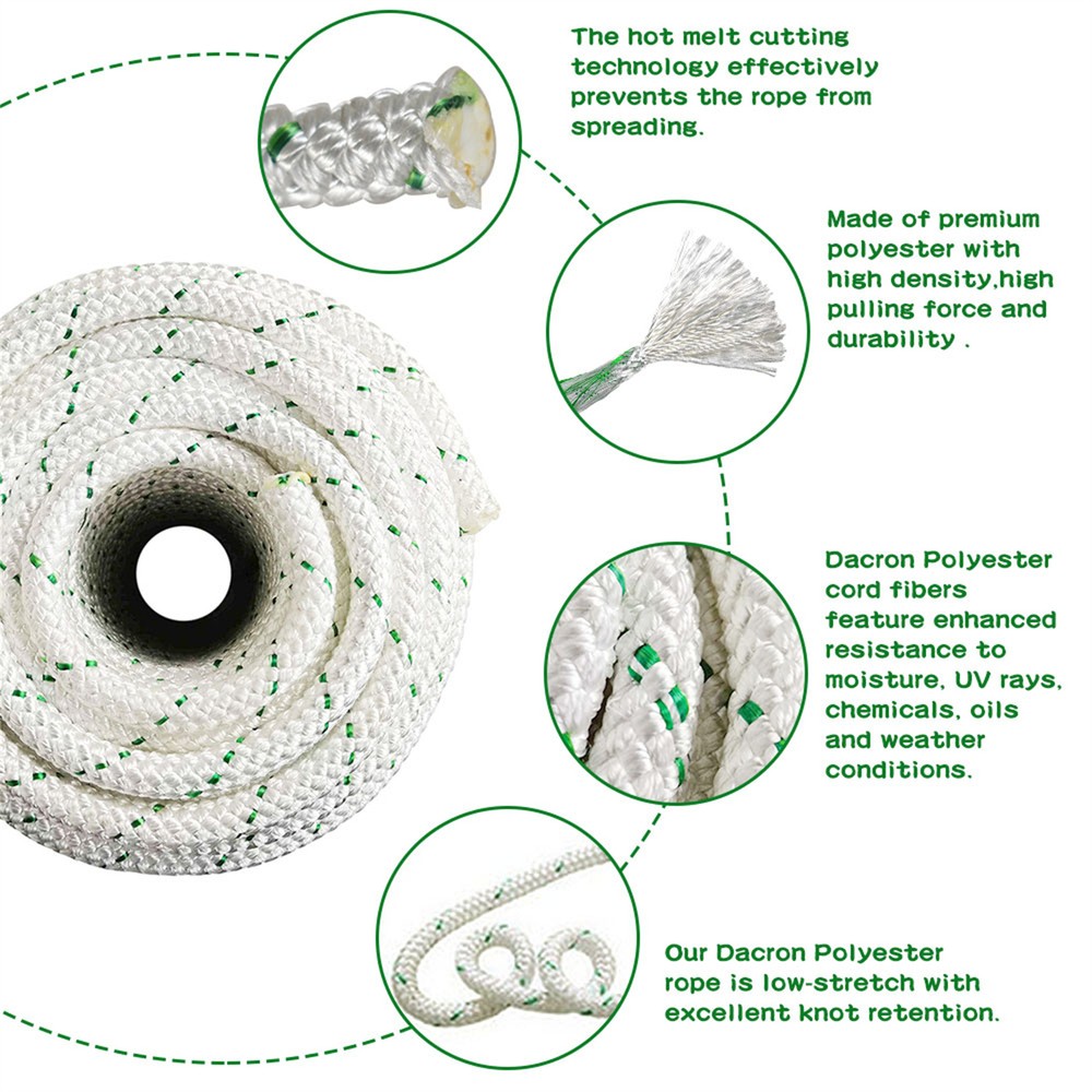Bull Rope Double Braid Polyester Rope 1544Lbs Breaking Strength 3/8" × 200'