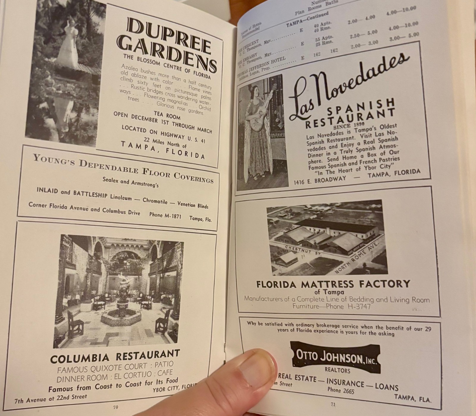 Vintage 1940 "Florida Hotel Directory" 80-page Booklet