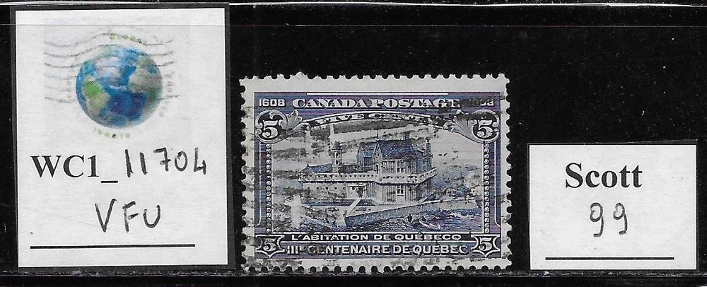 WC1_11704. CANADA. 5 cent from 1908 QUEBEC 3rd CENTEN. set. Scott 99. Used