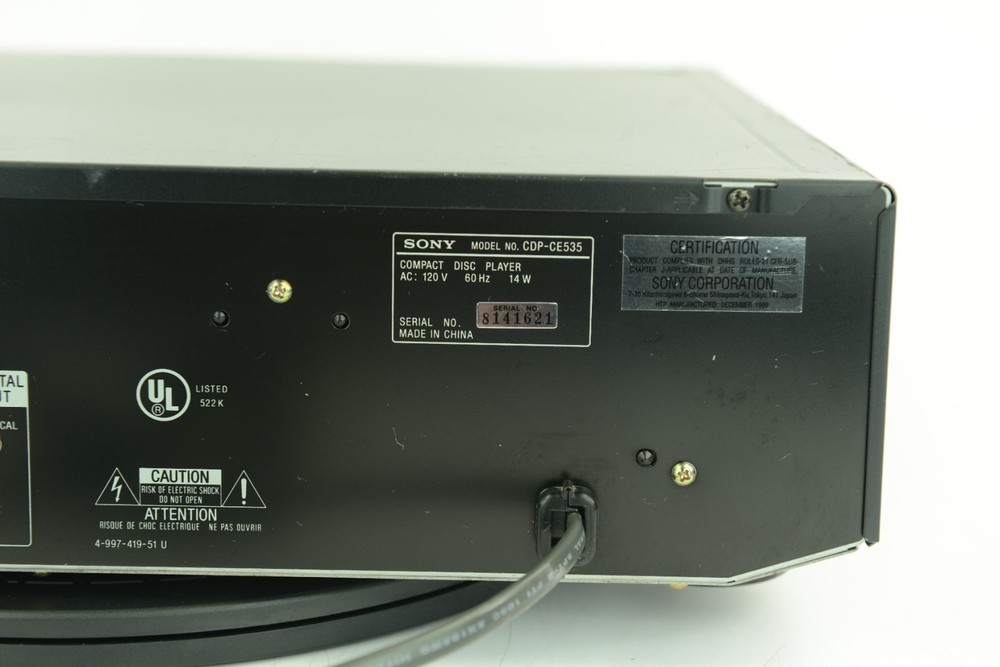 Sony CDP-CE535 5-Disc CD Changer Player Mega Storage Disc Control