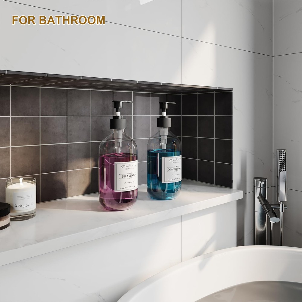 2PCS Clear Dish Soap Dispenser for Kitchen with Rust Proof Pump (16 Oz), Prem...
