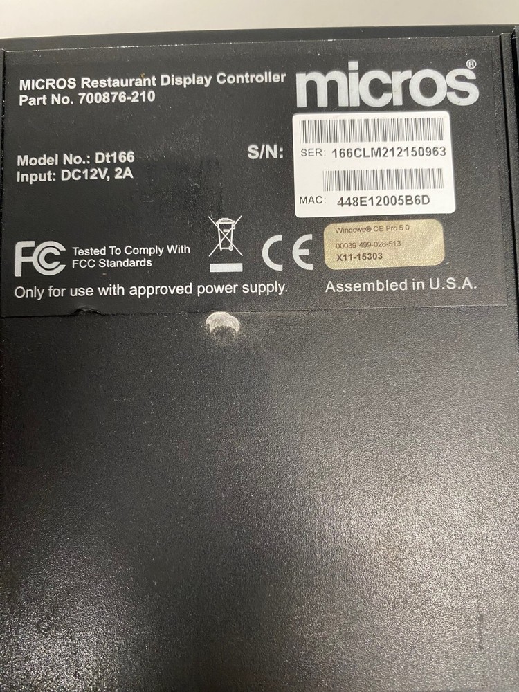 Micros DT Research DT166 700876-210 Embedded Controller System