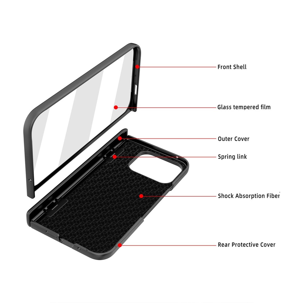 Woluki Pixel 9 Pro Fold Case Spring Hinge Built-in Screen Protector Hard PC