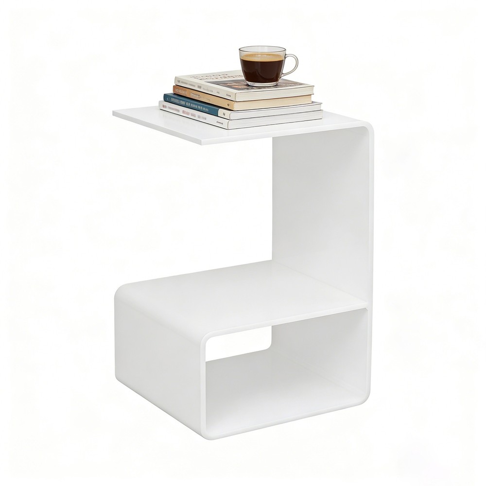 White End Table Acrylic Side Tables Free Standing Bedside Table No Assembly