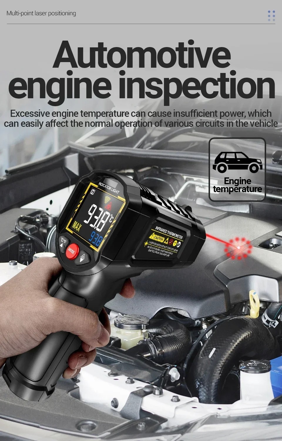 Infrared Thermometer LCD Digital Non-contact Laser IR Temperature Gun Temp Meter