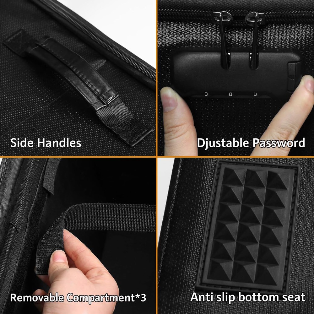 Vinyl Record Storage Box with Lock - Fireproof Waterproof 12" Record Organizer