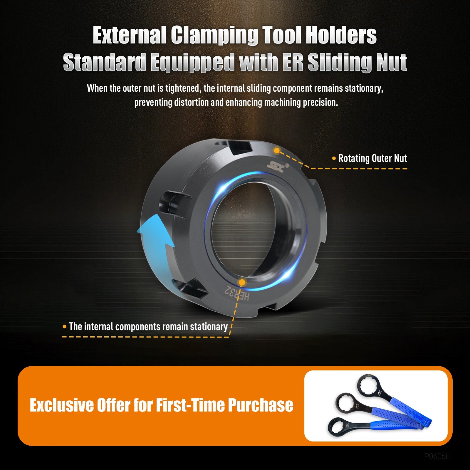SFX BMT Driven Tool Holder BMT55 Internal Lock BMT55-90°-60-ER32-Y-N Tool Block