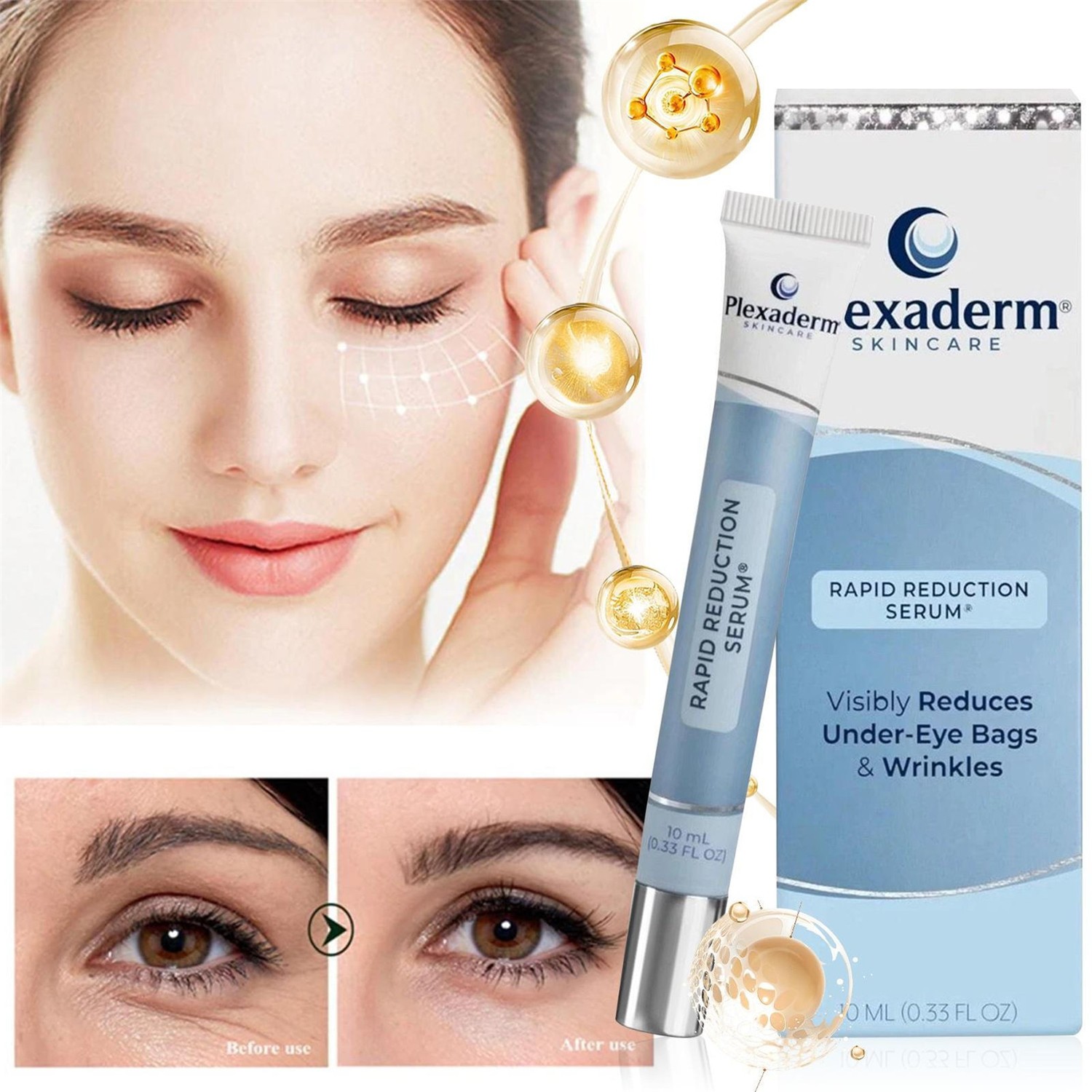 Plexaderm Rapid Reduction Eye Serum - Visibly Reduces Under-Eye Bags, Wrinkles🔥