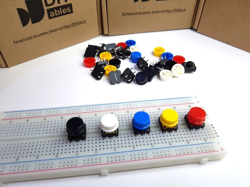 20 Pairs Push Button, Cap, Arduino, ESP32, ESP8266, Raspberry Pi, Tactile