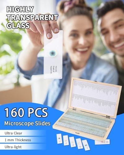 160-Pcs Educational Microscope Slides Set with Specimens for Biology Experiments