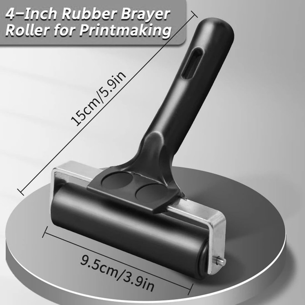 4 Inch Rubber Brayer Roller for Printmaking Manual Roller Craft Tool