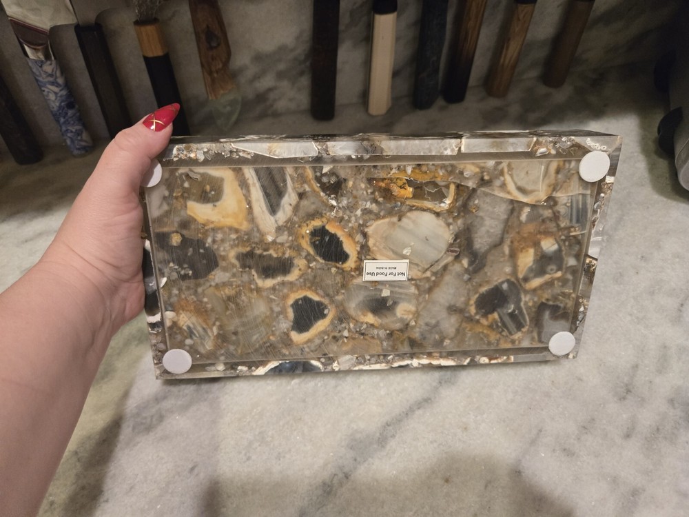 12"x6" Agate Handcrafted Serving Kitchen Bathroom Tray