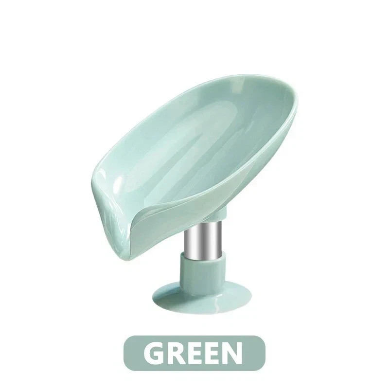 1-2Pcs Leaf Shape Soap Box Drain Soap Holder Bathroom Suction Cup Draining Dish*