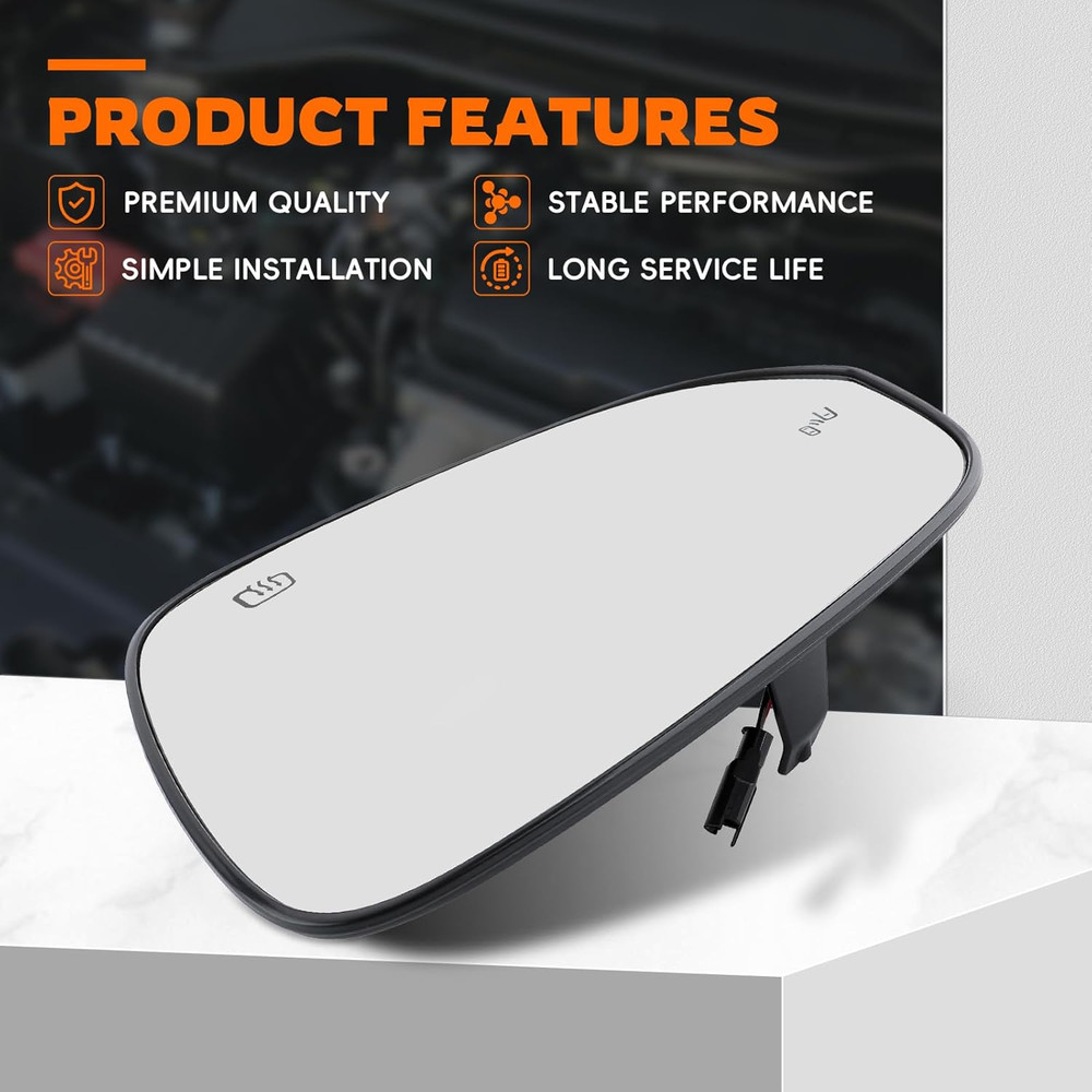 2020-24 Highlander Left Driver Side Heated Mirror Glass–Compatible Replacement
