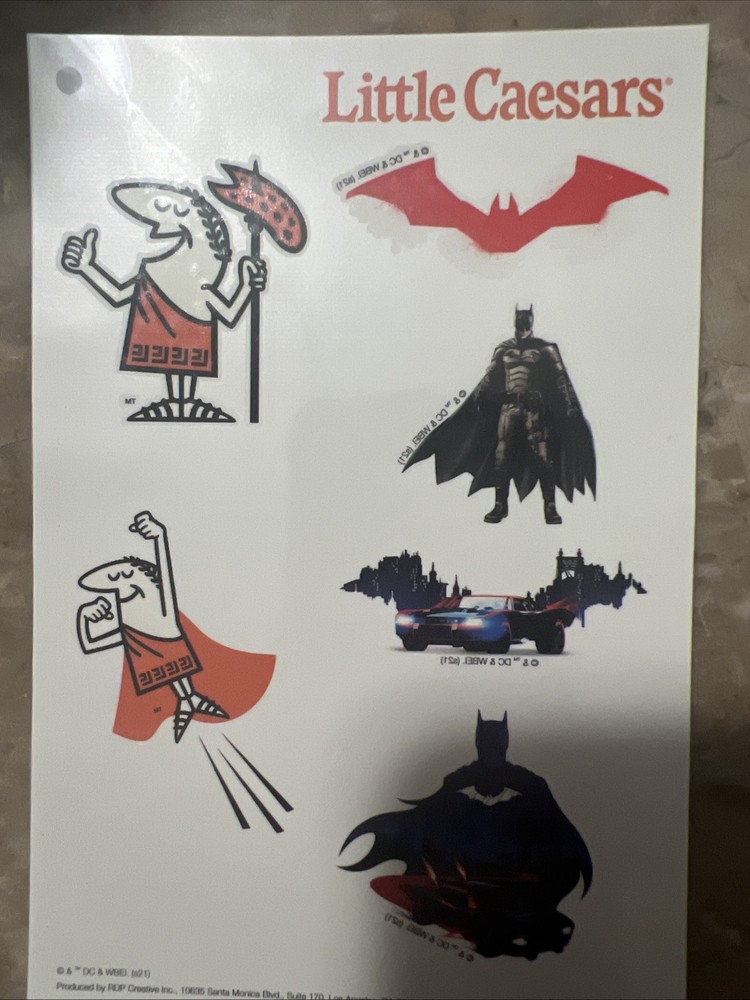 Rare Little Caesars Batman Temporary Tatoos