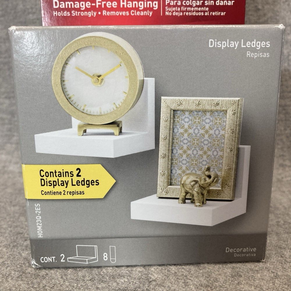 3M Command Display Ledges 2 Pack White New Wall Shelf Shelves Ledge Decor 2 Lbs