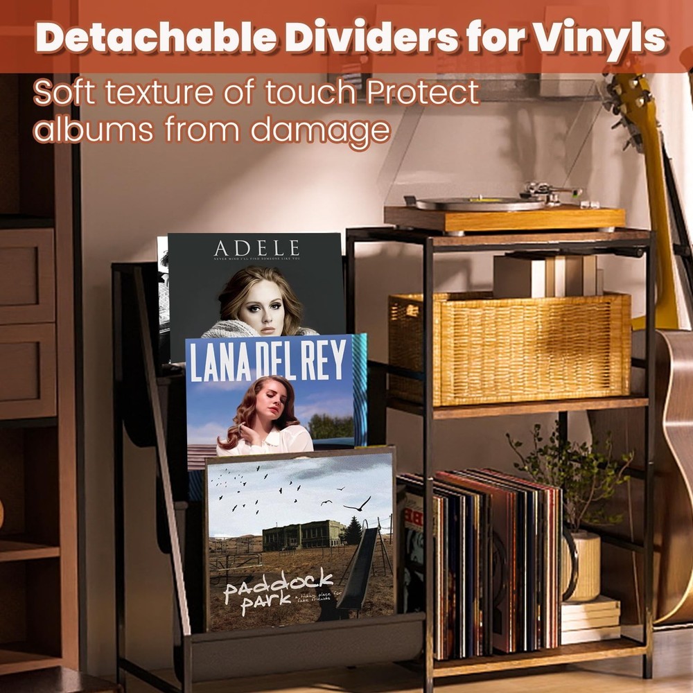 Multi-Guitar Stand & Record Player Stand with Storage Shelf, 3-in-1 Adjustabl...