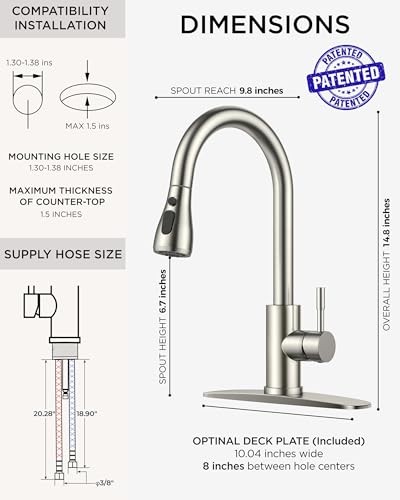 Kitchen Faucets with Pull Down Sprayer High Arc Brushed Nickel Traditional