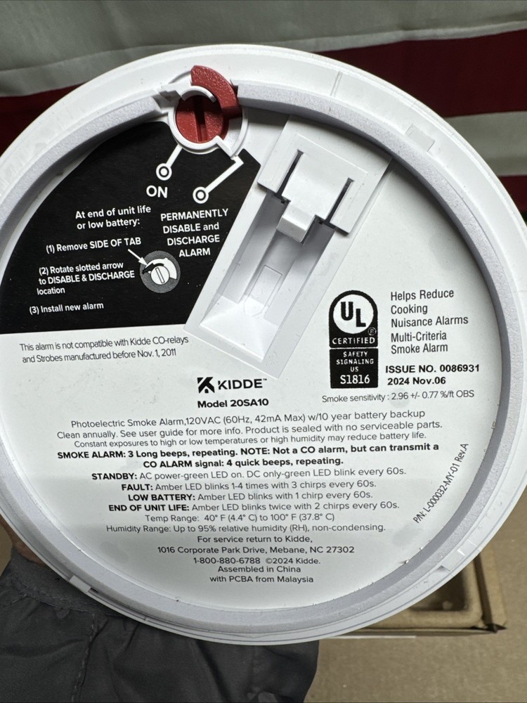 Kidde 20SA10 Hardwired Smoke Detector, 10-Year Battery, Interconnectable