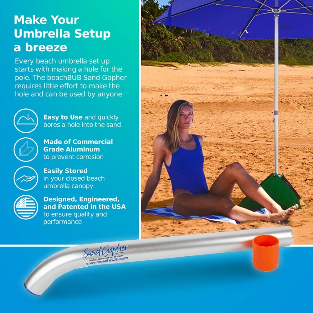 BEACHBUB Sand Gopher - Aluminum Digger Tool - Make Firm Compact 15 inch