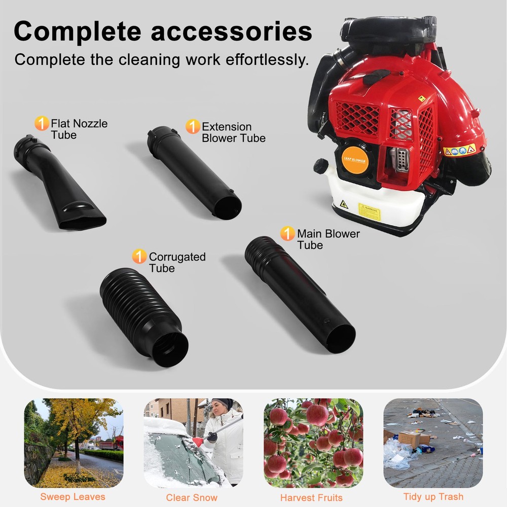 Backpack Leaf Blower Gas Powered Snow Blower 900CFM 80CC 2.3L 2-Stroke Engine