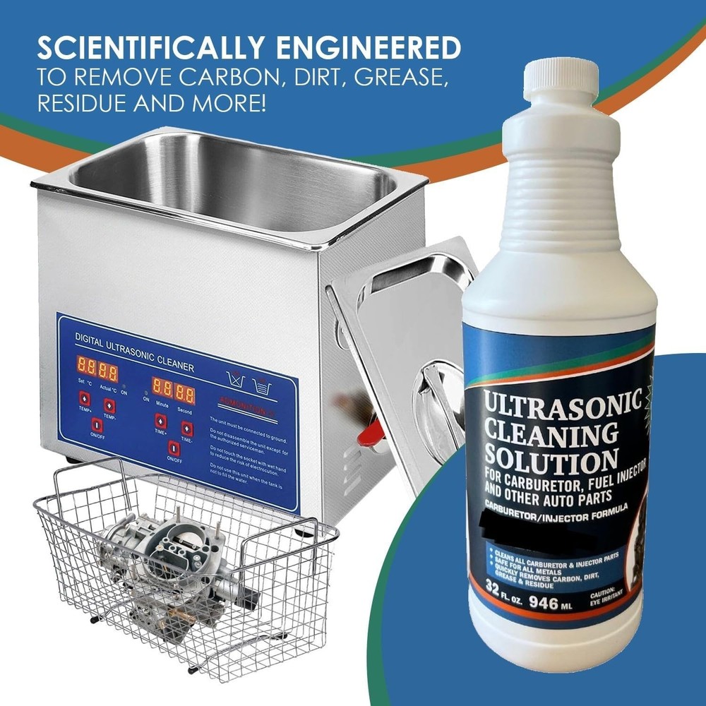 32oz Ultrasonic Cleaner Solution - Concentrated Citrus Formula for Engine Parts