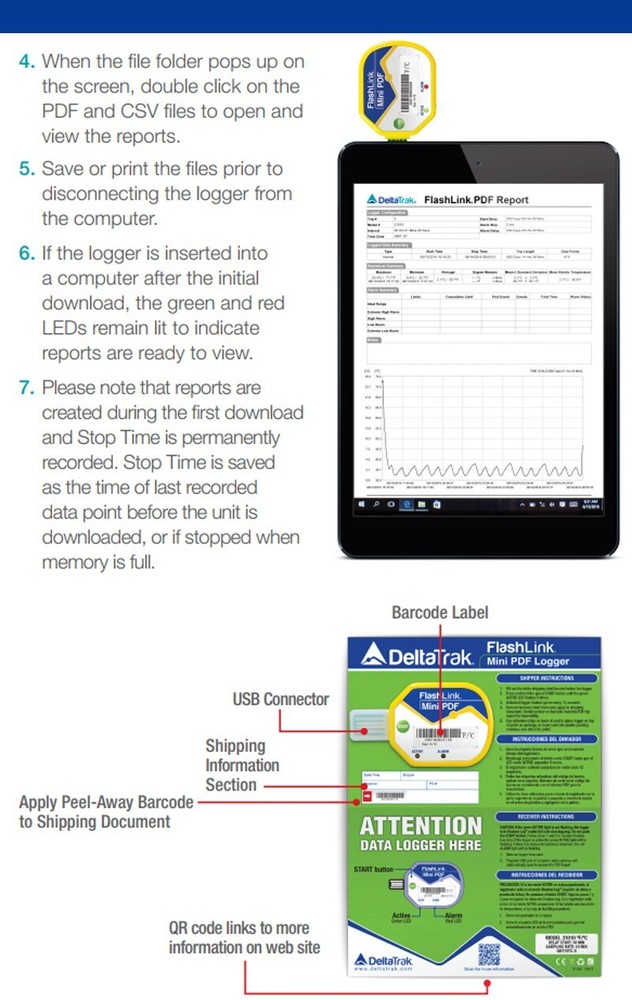 DeltaTRAK Disposable FlashLinkPDF Mini Data Logger-31010