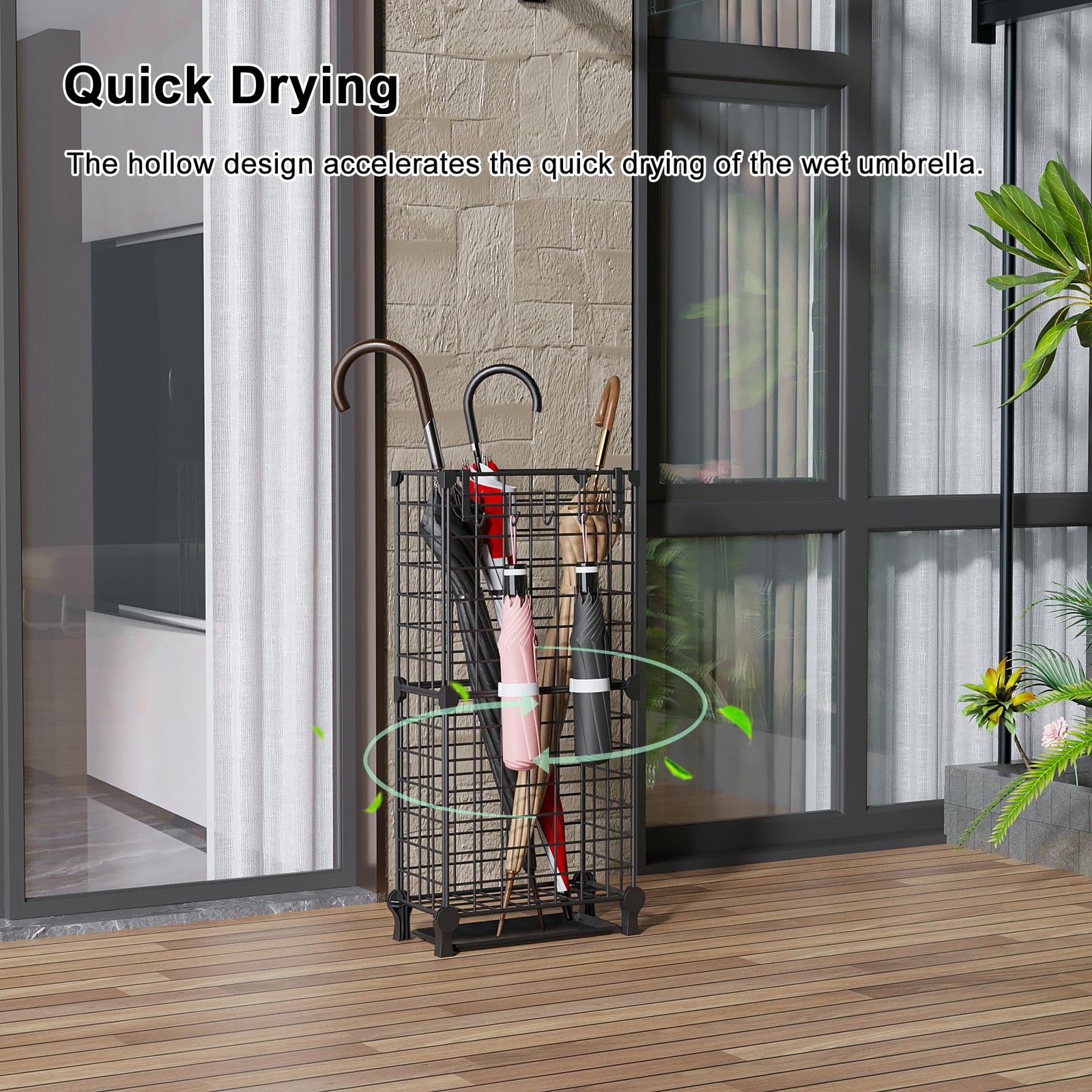 Umbrella Holder Entryway, Umbrella Stand Freestanding, Metal Square Umbrella Rac