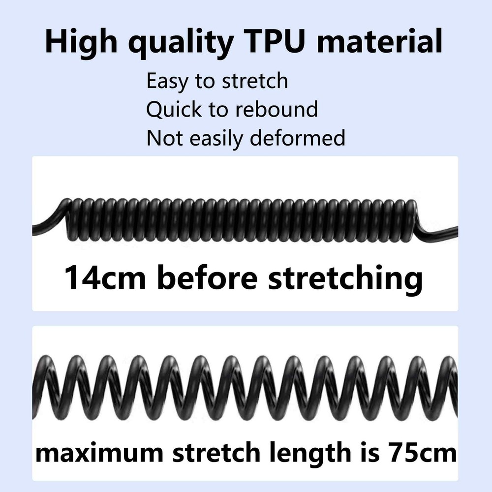 USB C To USB C Coiled Cable Right Angle Type C Spring 6A Fast Charging Cord