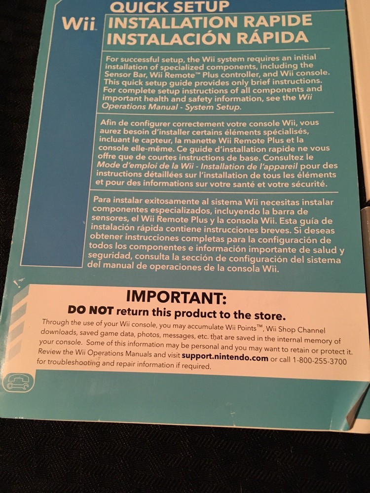 Nintendo Wii Original Console Operations Manuals & Setup Guides