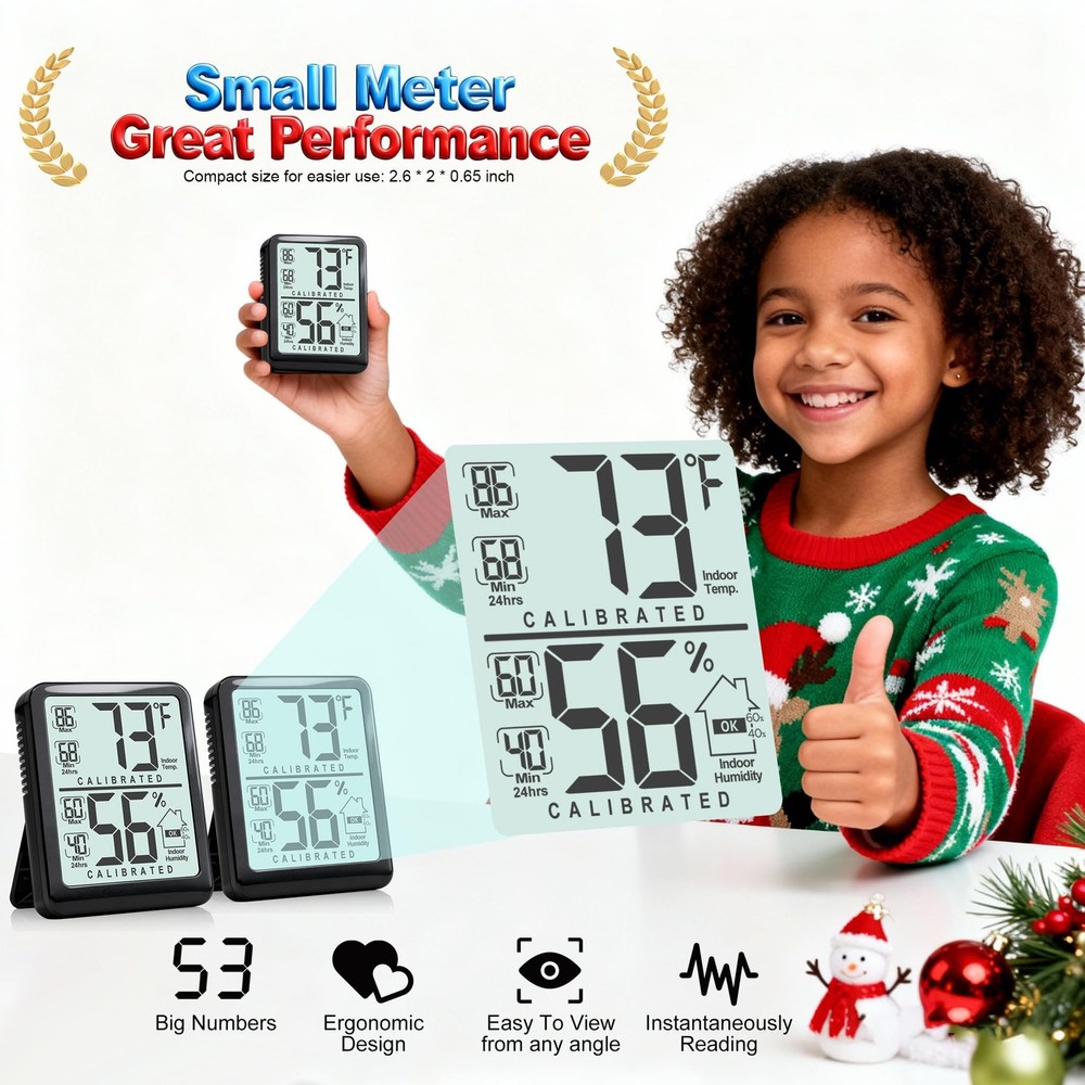 Digital Indoor Thermometer Hygrometer 2-Pack - Max/Min Record Sensor