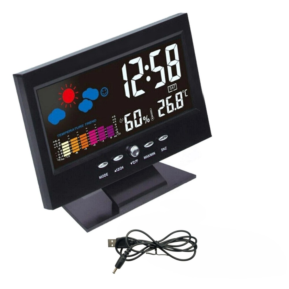 LED Digital Alarm With Voice Control Backlight Thermometer Hygrometer Display