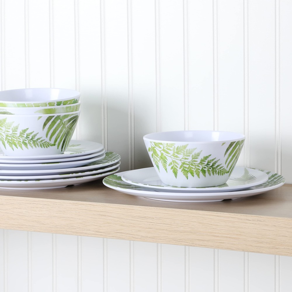 Fernview Melamine Dinnerware Set 12PCS Service for 4