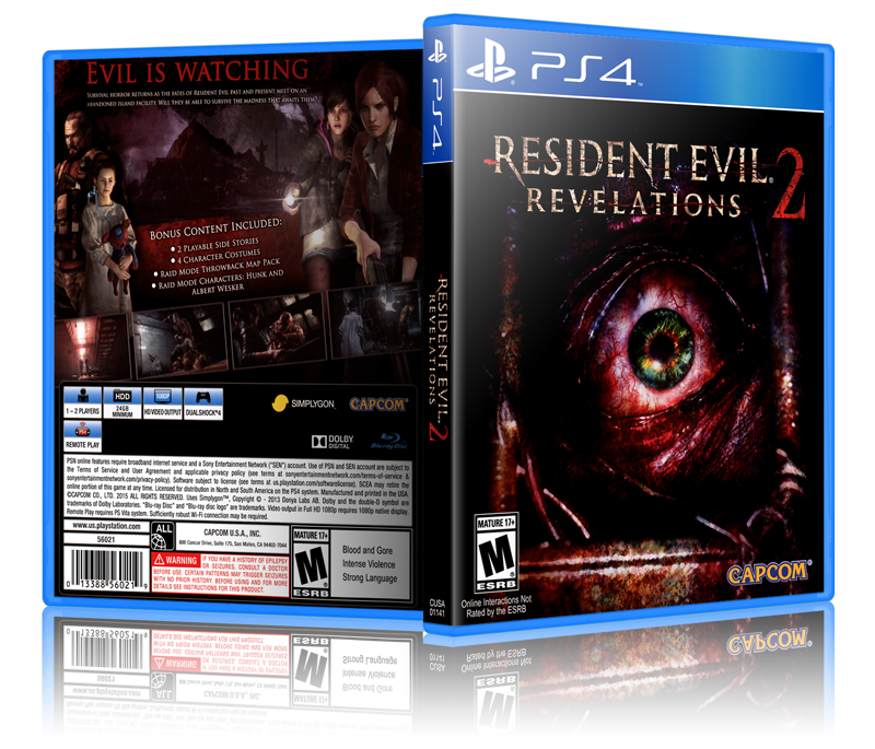 Resident Evil: Revelations 2 - Replacement PS4 Cover and Case. NO GAME!!