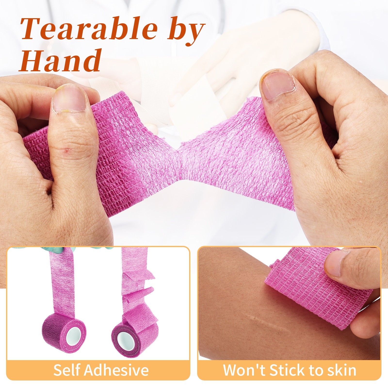 24-Rolls Self Adhesive Bandage Wrap, Vet Medical Tape 2 In x 5 Yds Multi-Color