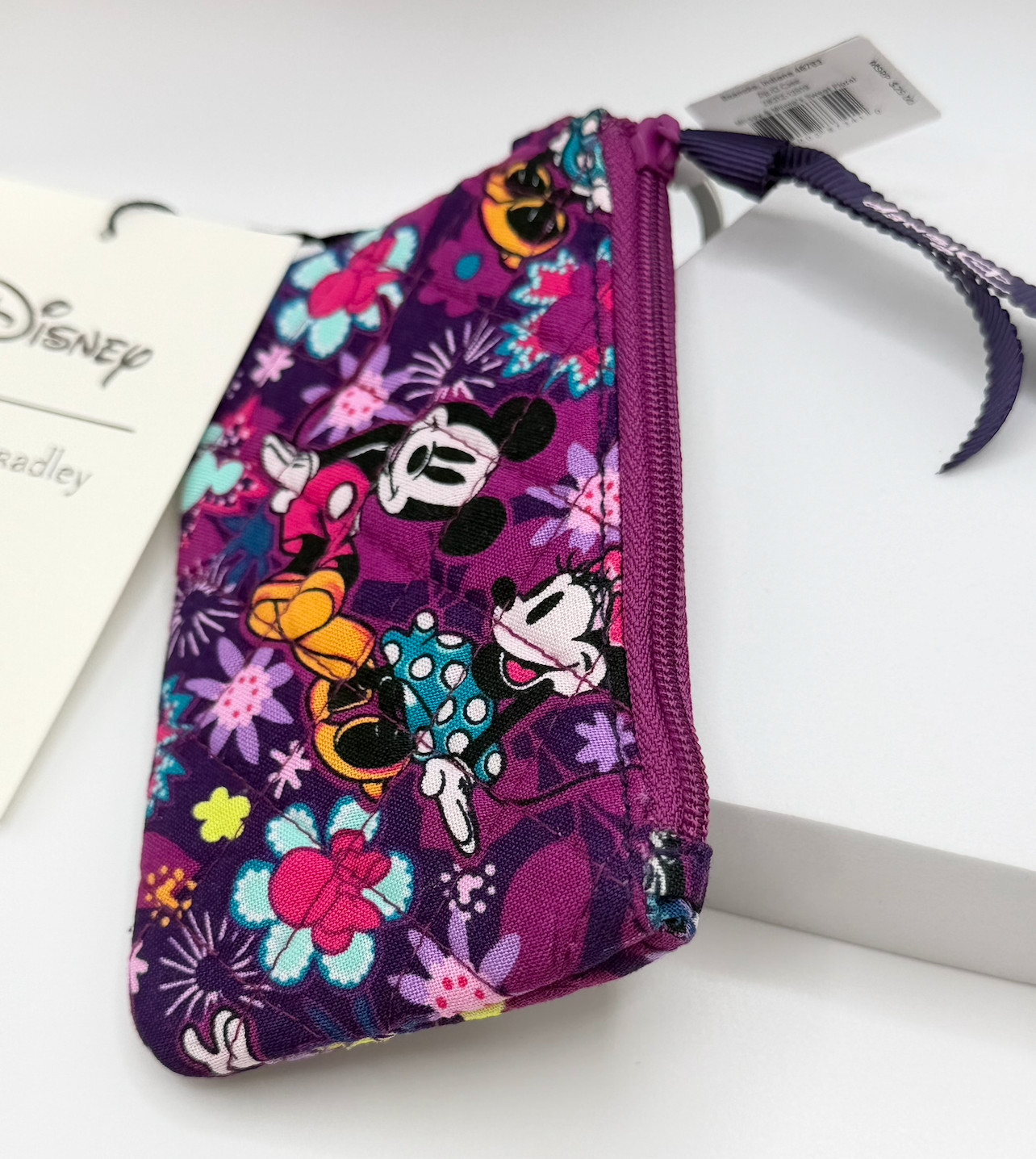 Vera Bradley Disney MICKEY MINNIE Mouse SWEET FLORAL Zip ID Card Case Key Ring