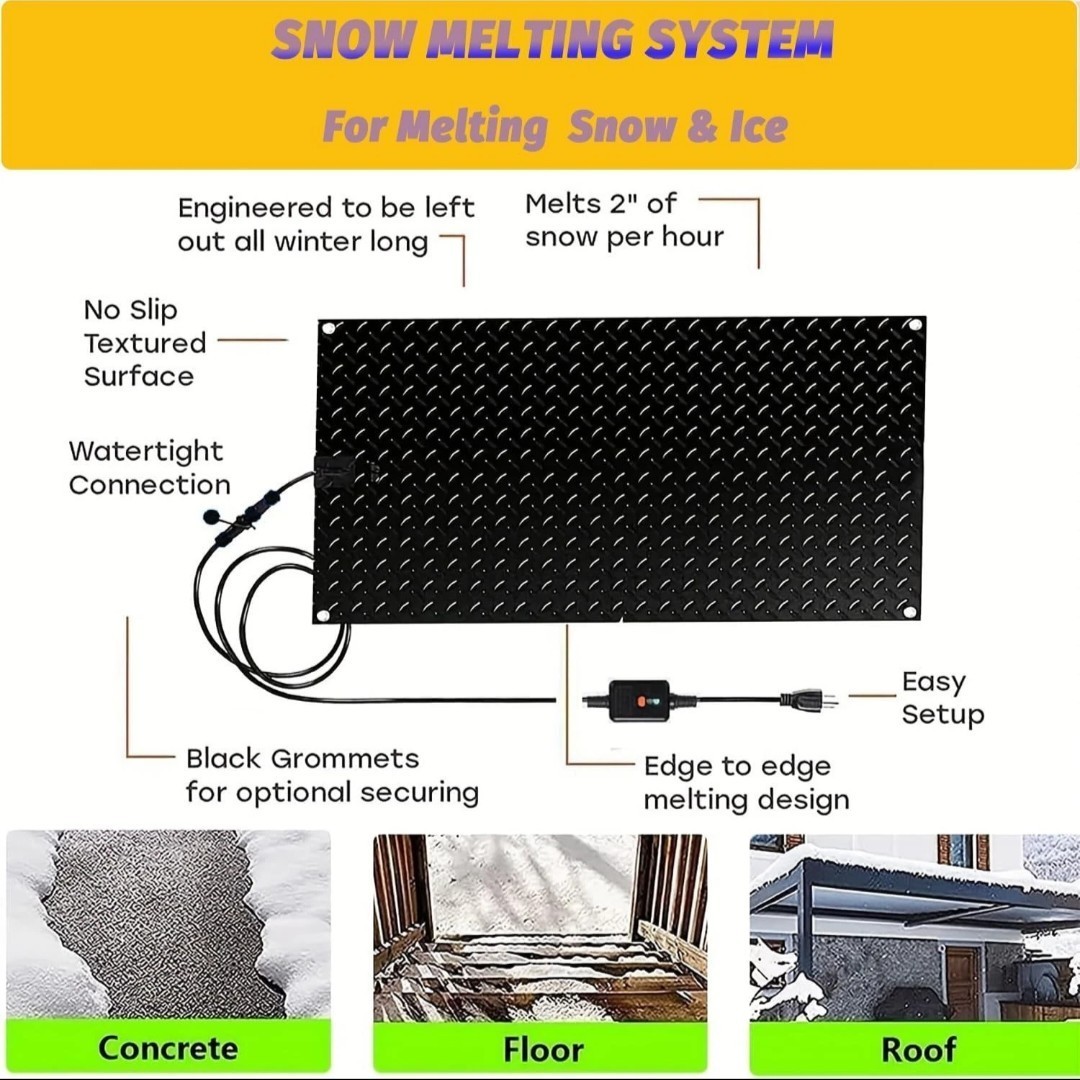 Heated Snow Melting Mats for walkways Stairs- Outdoor Heated Mats- 10in x 30in