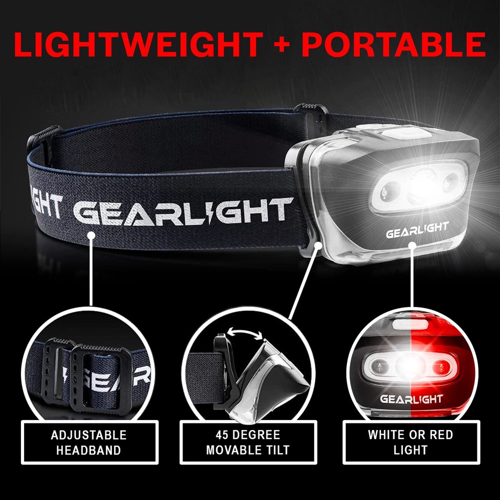 LED Headlamp 2-pack 2 Pack, Battery Powered (Batteries Not Included), Black