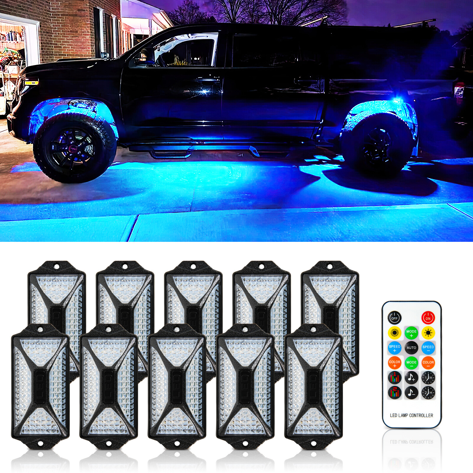 For Dodge Charger Challenger SRT 10x RGB LED Rock Lights Underglow Bluetooth APP
