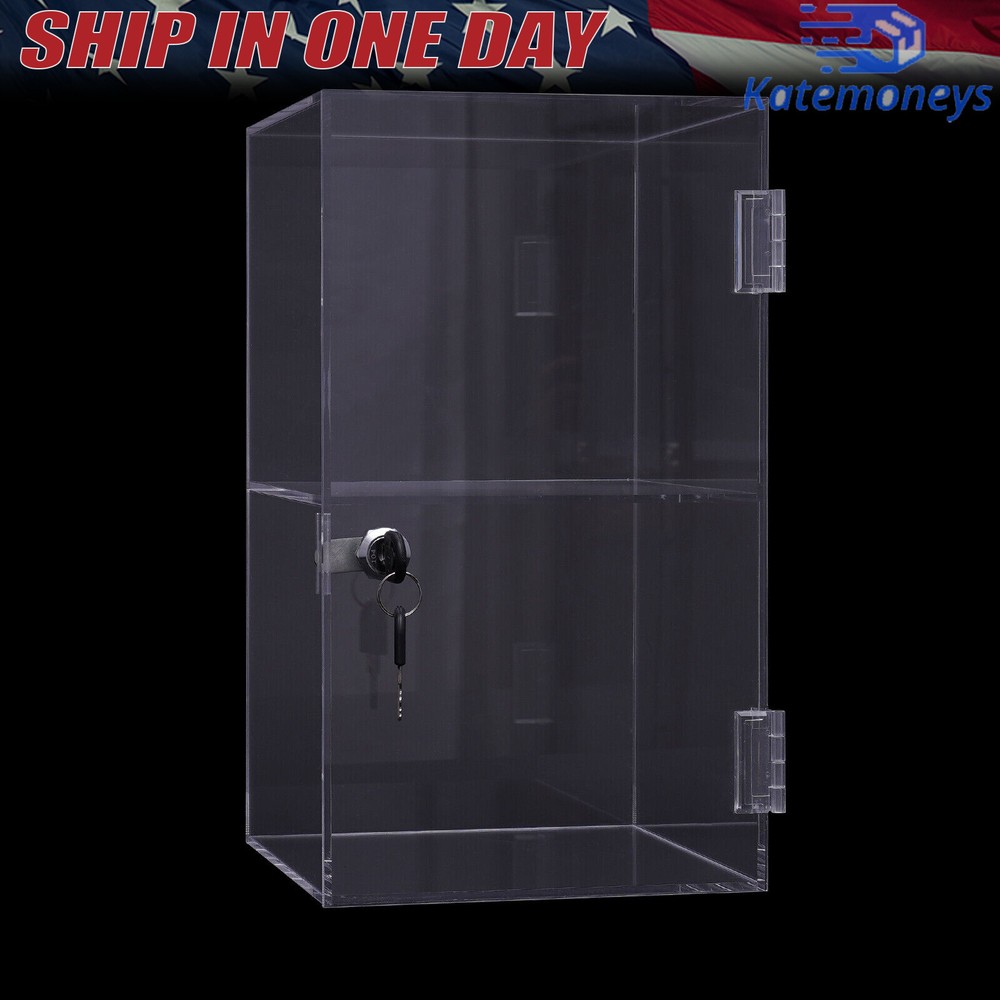 2-layers Countertop Display Case 20*20*35cm Locking Security Showcase Cabinet US