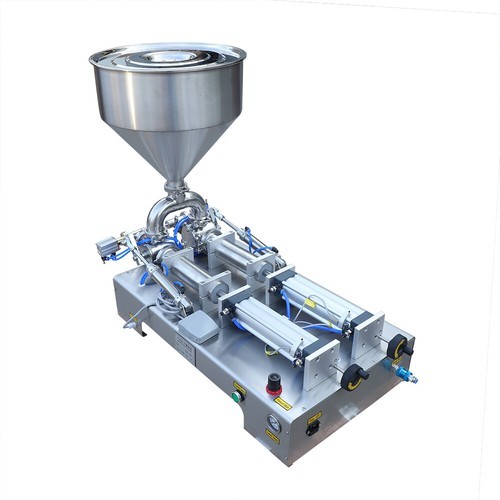800W Double Head Liquid Paste Filling Machine Horizontal Pneumatic 50-500ml