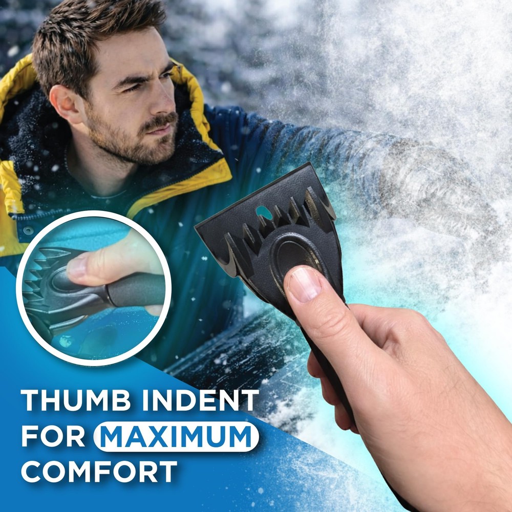 Ice Scraper For Car Windshield Windows Reinforced Plastic Handle Chisel Side