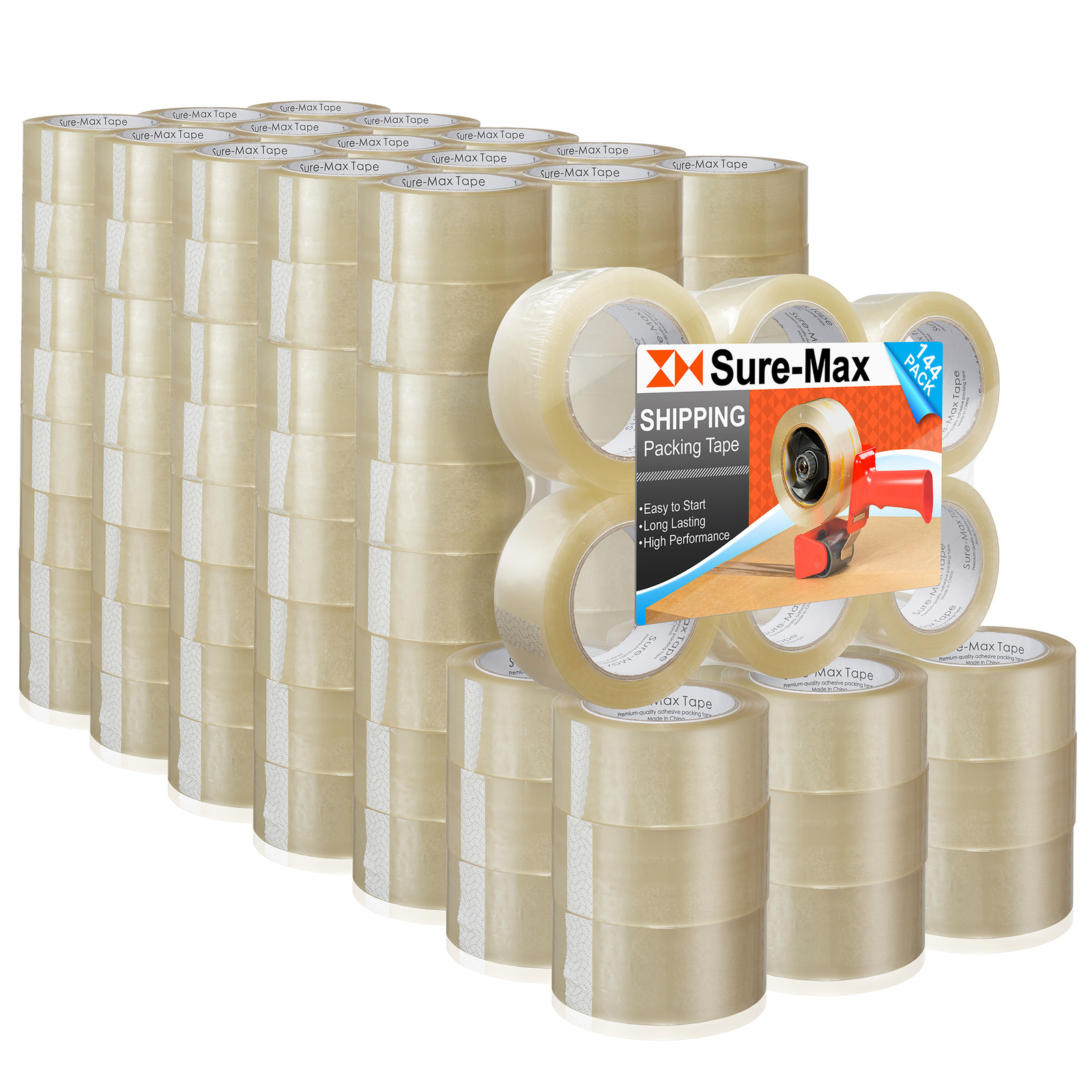 144 Rolls Clear Carton Sealing Packing Tape Shipping - 1.8 mil 2" x 110 Yards