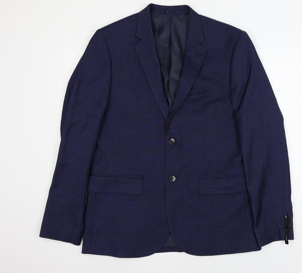 H&M Mens Blue Polyester Blend Suit Jacket Size L